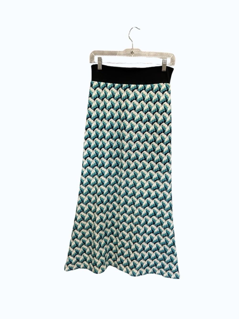 Karen Kane Baja Crochet Scallop Blue Green Maxi Skirt Size XS